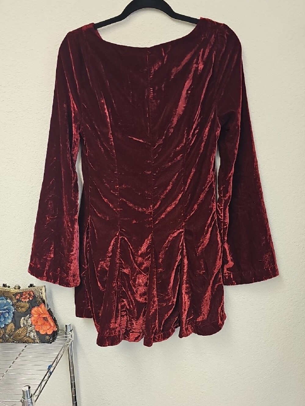 Free People Linney Velvet Burgundy Long Sleeve Mini Dress - Picture 5 of 9